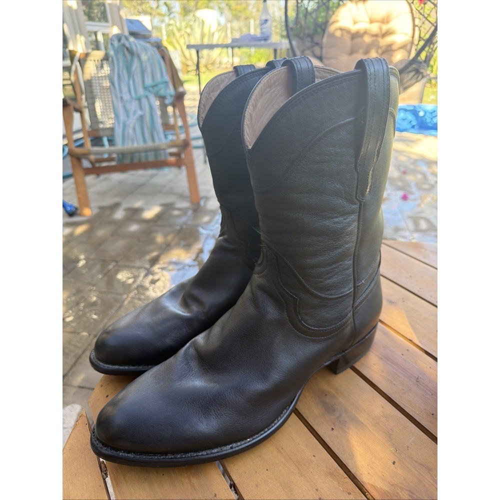 Tecovas Mens 13 EE THE EARL BOOT MIDNIGHT Black Leather Cowboy Western Boots
